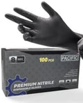 PACIFIC PPE 8 Mil Heavy Duty Black Nitrile Gloves, Food Safe, Latex Free, Mechanic, Fully-Diamond Textured Grip Industrial Disposable Gloves, Large