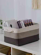 Storage Basket Fabric Sturdy Canvas Storage Bins Organizer with Handles for Clothes and Toy Storage Foldable Storage Boxes Cubes