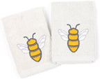 MUkitchen Cotton Dish Cloth Set with Scrubber, 12x12 in, 2 Pack (Bees)
