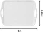 Blue Boat 14" x 10" Serving Trays Set of 2 White, Dinner Tray, Light Weight Easy to Clean Sturdy Stackable Melamine Serving Tray with Handle, Fruit, Snacks, and Desserts Trays