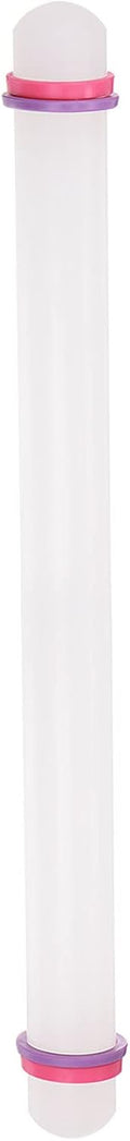 HARFINGTON Fondant Rolling Pin 20 Inch x 0.98 Inch Adjustable Guide Rings Non-Stick PP Plastic Fondant Roller Dough Roller Kitchen Decorating Tools for Cookie Pastry Pizza Clay