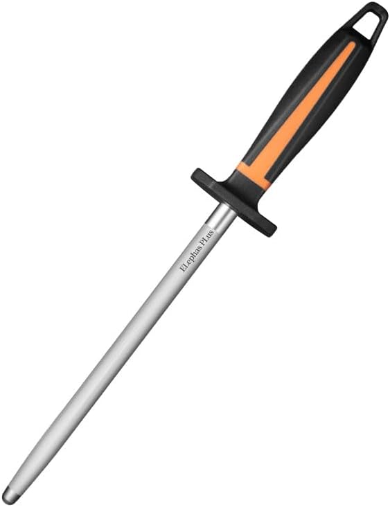 Selected High-Carbon Steel Honing Rod - Honing Steel Made of Hardened with Classic Simplicity Handle Sharpening Steel for Knife Sharpeners for Kitchen Knives (8IN)