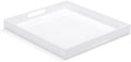 White Acrylic Large Ottoman Tray with Handles 18"x18"x2" Spill Proof Serving Tray Rubber Boot Organizer Tray Decorative for Living Room Bedroom Kitchen Entryway Coffee Table Countertop