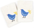 MUkitchen Cotton Dish Cloth Set with Scrubber, 12x12 in, 2 Pack (Blue Bird)