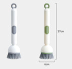 Adjustable Cleaning Brush with Liquid Dispenser, 2025 New Kitchen Dish Scrubber Brushes with Handle, Upgrade 6-Level Adjustable Dish Scrubber for Kitchen Cleaning Everyday Use (Grey)