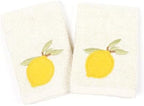 MUkitchen Cotton Dish Cloth Set with Scrubber, 12x12 in, 2 Pack (Lemon)