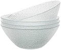 Vikko Elegant Textured Glass Salad Bowls, Set of 4, 6.5 Inch, Stackable, Dishwasher Safe