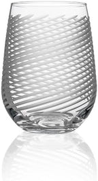Rolf Glass Cyclone Stemless Wine Tumbler | 17 Ounce Set of 2 | Proudly Made in the USA | Large Engraved Wine Glasses | Lead-Free Glass