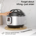 Ibyx Elegant Round Sliding Tray for Your Pressure Cooker, Air Fryer & Heavy Kitchen Appliances - Sturdy, Slides Easily from Under The Cabinet (Black, 16”)