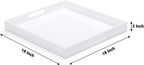 White Acrylic Large Ottoman Tray with Handles 18"x18"x2" Spill Proof Serving Tray Rubber Boot Organizer Tray Decorative for Living Room Bedroom Kitchen Entryway Coffee Table Countertop
