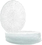Vikko Salad Plate, Set of 6 Glass Plates, 8.5 Inch Dessert, Salad, Appetizer Plate, Elegant Textured Glass Design, Stackable Plates For Special Occasion, Dishwasher Safe