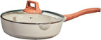 Frying Pans Nonstick with Lid, 10/11 inch Skillets and Frying pans,Granite Cooking Pan with Pour Spout,Non Toxic Pan for Stove,Induction,Gas,Pb, Cd PFOA Free(Granite, 11inch)
