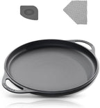 COOKLIFE 12 Inch Lightweight Pre-Seasoned Cast Iron Griddle with Cleaning Kit - Smooth Polished Surface, Easy to Clean Cast Iron skillets Use in the Oven, on the Stove or Grill, Over a Campfire