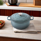 Enameled Cast Iron Covered 5.5 Quart Dutch Oven with Dual Handle, Slateblue