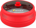 Collapsible Microwave Cover for Food - Silicone and Glass Splatter Guard Lid for 6-12 inch Plates & Bowls, Dishwasher Safe, Heat Resistant, BPA-Free, (Red).