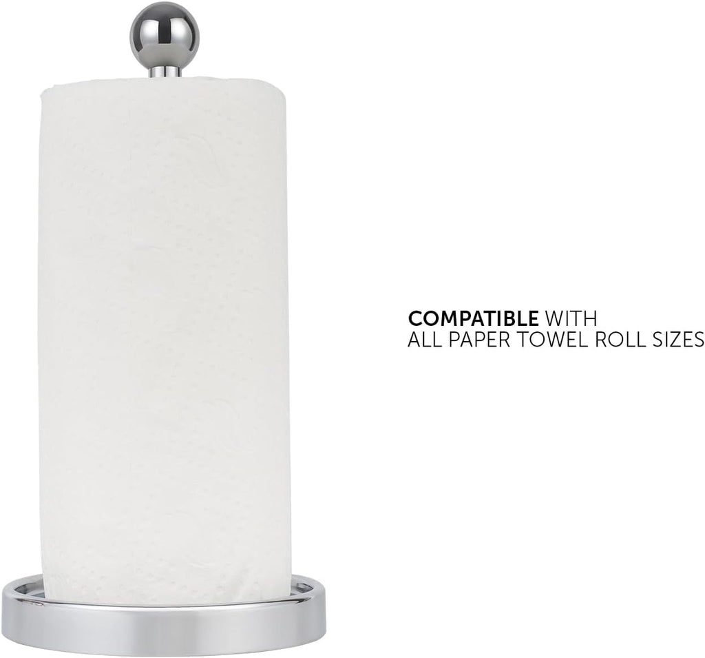 Ivilon Countertop Paper Towel Holder - Modern Sleek Ball Minimalist Design - Color Chrome