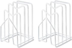 SUNFICON 2 Pack White Cutting Board Holder Rack Pot Pan Lids Holder Chopping Board Organizer Thin Bakeware Tray Dry Display Stand Kitchen Countertop Cabinet Office
