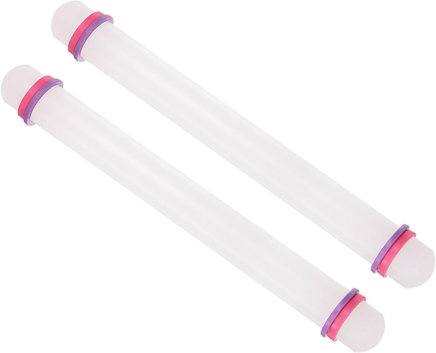 Fondant Rolling Pin, 13" Length, PP Plastic Non-Stick Guide Rings Fondant Roller Dough Roller - (Applications: for Baking Fondant DIY), 2-Pieces