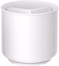 Rotating Extra Large White Plastic Utensil Holder Caddy with Sturdy No-Tip Weighted Base, Removable Divider, and Gripped Insert - Dishwasher Safe Kitchen Utensil Holder for Countertop