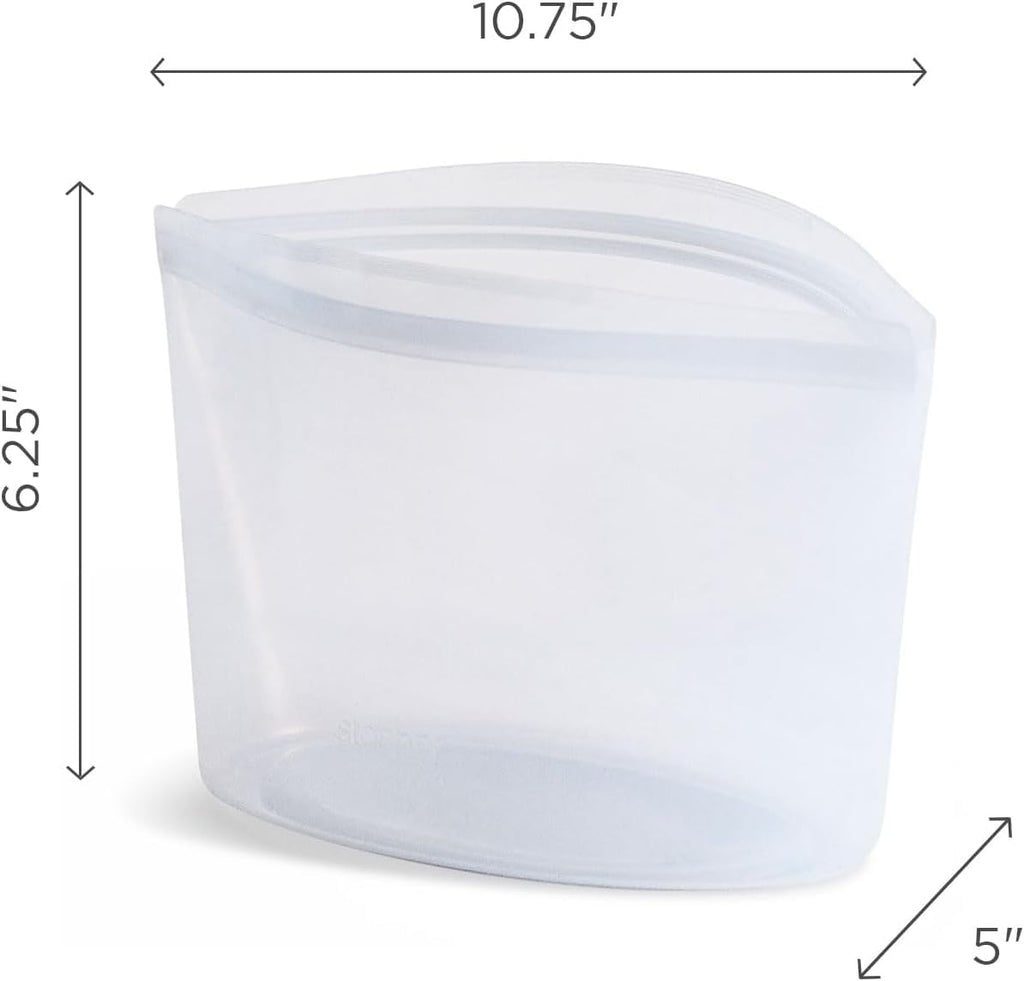 Stasher Premium Silicone Reusable Food Storage Bowl, Clear, Microwave, Sous Vide, Dishwasher, Oven and Freezer Safe, BPA Free, Leak-free, Eco-friendly, 6-Cup Bowl