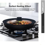 Universal Lid for Pot,Pan,Skillet Fits 6.5",7",8" Cookware Silicon lid Dishwasher Safe, Replacement Lid Vented Tempered Glass with Heat Resistant Silicone Rim By HR Huare Technology, Black,1 Pack