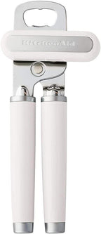 KitchenAid Classic Multifunction Can Opener and Bottle Opener Easy to Use, Razor Sharp Stainless Steel Cutting Wheel, Soft Ergonomic Handles, White