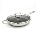 Cooksy 12 Inch Honeycomb Surface Hybrid Stainless Steel Frying Pan with Lid New Version