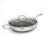 Cooksy 12 Inch Honeycomb Surface Hybrid Stainless Steel Frying Pan with Lid New Version