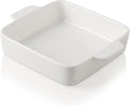 Sweejar Ceramic Baking Dish, 8 x 8 Cake Baking Pan for Brownie, Porcelain Square Bakeware with Double Handle for Casserole, Lasagna, Family Dinner (White)