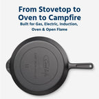 COOKLIFE 12 Inch Lightweight Pre-Seasoned Cast Iron Skillets with Handle Cover - Smooth Polished Surface, Easy to Clean Cast Iron Pan Use in the Oven, on the Stove or Grill, Over a Campfire