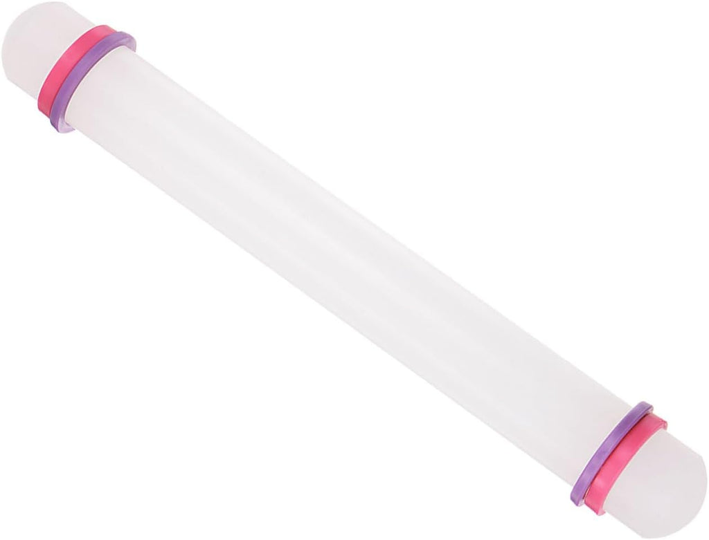 Fondant Rolling Pin, 9" Length, PP Plastic Non-Stick Guide Rings Fondant Roller Dough Roller - (Applications: for Clay Baking Fondant DIY)