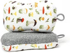 MÜkitchen Premium Microfiber Sponge Set for Dishes and Cleaning, 2 Pack, Printed (Shrooms)