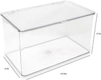 Isaac Jacobs Large Stackable Organizer Bin (10.75” x 6.5” x 6.1”) w Hinged Lid Clear Storage Box Home Office School Fridge Bathroom Kitchen Pantry Container BPAFree Food Safe (Large Clear)