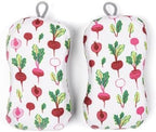 MÜkitchen Premium Microfiber Sponge Set for Dishes and Cleaning, 2 Pack, Printed (Radishing)