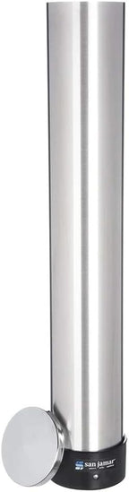 San Jamar Small Pull-Type Cup Dispenser 6 - 10 Oz. Cups for Restaurants, Home, and Office, Stainless Steel, 23.5 Inches, Silver