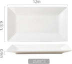 Porlien 12-inch White Porcelain Serving Platters for Party, Wedding and Entertaining, Rectangular Serving Plates Set of 3, Serving Tray for Dinner, Appetizers and Desserts