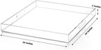 Extra Large Clear Acrylic Ottoman Tray with Cutout Handles 24x24 Inch Over-Sized King-Size Serving Tray Boot Organizer Decorative Tray for Living Room Bedroom,Bathroom and Kitchen Entryway