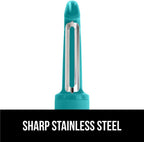 GORILLA GRIP Patented BPA-Free Sharp Stainless Steel Swivel Vegetable Peeler, Comfortable Handle Potato Peelers, Smooth Peeling, Peel Carrots Apple, Includes Blade Cover, Kitchen Tool, Turquoise