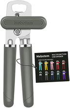 10 Colors Can Opener Manual Handheld Heavy Duty Hand Can Opener Smooth Edge Stainless Steel Can Openers Top Lid Kitchen Gadgets, Best Large Rated Easy Turn Knob, with Bottle Opener, Gray