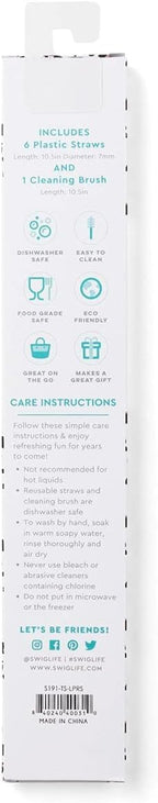 Swig Life Reusable Straws Luxy Leopard + Blush Reusable Straw Set + Cleaning Brush, Each Straw is 10.25 inch Long (Fits Swig Life 20oz Tumblers, 22oz, and 32oz Tumblers)