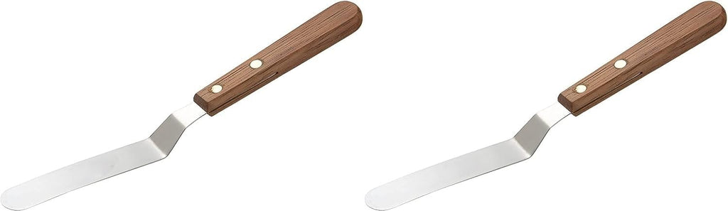 Icing Spatula | Professional Cake Angled Offset Spatula with 4.5" Stainless Steel Blade | Thickened Frosting Knife with Durable Wooden Handle for Cake Decorating, Pastry & Baking [2PK]