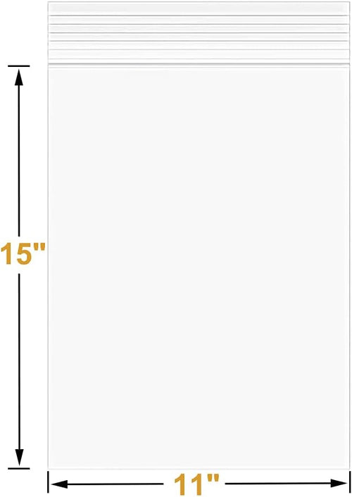 100 PCS 11"x15" Large Thick 2.4 Mil Clear Zip Seal Lock Poly Bags Reclosable Plastic Bags Clothing T-Shirts Shoes Toys Snack Zipper Bag