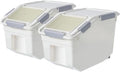 20Lbs 2 Pack Food Storage Container with Scoop, Airtight Rice Storage Bins Flour Containers Pet Food Dispenser with Handle & Wheels, Plastic Kitchen Pantry Organization for Cereal Baking Supplies