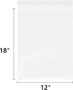 12" x 18"(100 Count) Large Zip Plastic Poly Bags - 2 Mil Clear Reclosable Zipper Bags for Prints, Photos, Documents, Clothing, T-Shirt, Storage
