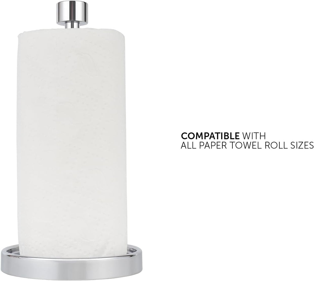 Ivilon Countertop Paper Towel Holder - Modern End Cap Minimalist Design - Color Chrome