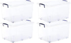 Superio Storage Bins with Lids, Clear Plastic Containers for Organizing, Stackable Totes, BPA Free, Odor Free, Organizer Boxes for Home, and Dorm (4 Pack, 44 Quart)