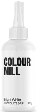 Colour Mill Chocolate Drip Easy-Melt Drizzle for Desserts, 125 Grams Bright White