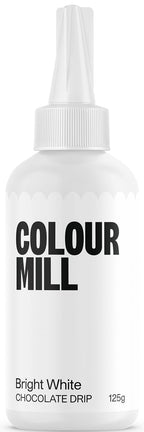 Colour Mill Chocolate Drip Easy-Melt Drizzle for Desserts, 125 Grams Bright White