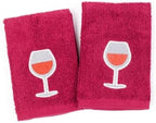 MUkitchen Cotton Dish Cloth Set with Scrubber, 12x12 in, 2 Pack (Wine)