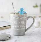 Leden Tea Infuser Cute Tea Strainer for Loose Tea Fine Mesh Stainless Steel Tea Ball Steeper & Diffuser with Silicone Lid for Tea Cup & Mug, with Cleaning Brush Blue